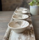 Reinrosa dessertskål beige m gull dekor thumbnail