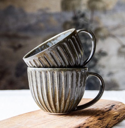 Snøsøte espressokopper gråblå